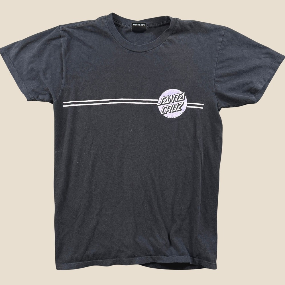 Santa Cruz T Shirt Boys L Black Purple Dot Logo Skater Streetwear Graphic Tee